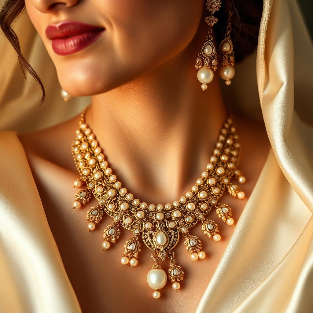 Gold and pearl bridal jewellery